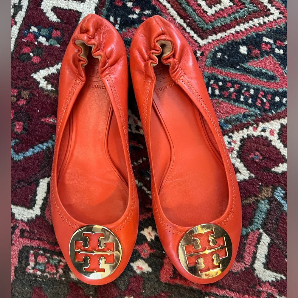 Tory Burch Minnie ballet flat leather orange size 9